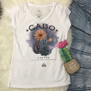 Los Cabos  White Tee Blouse Sz XL (D21)